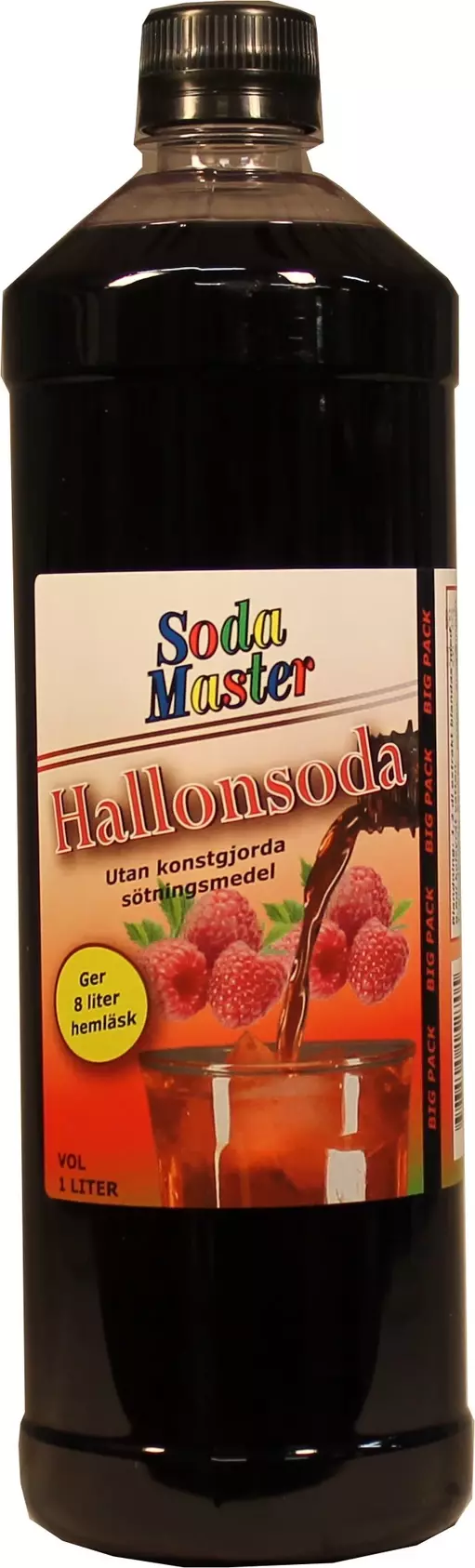 Hallonsoda läskkoncetrat ger god läsk med smak av hallon.