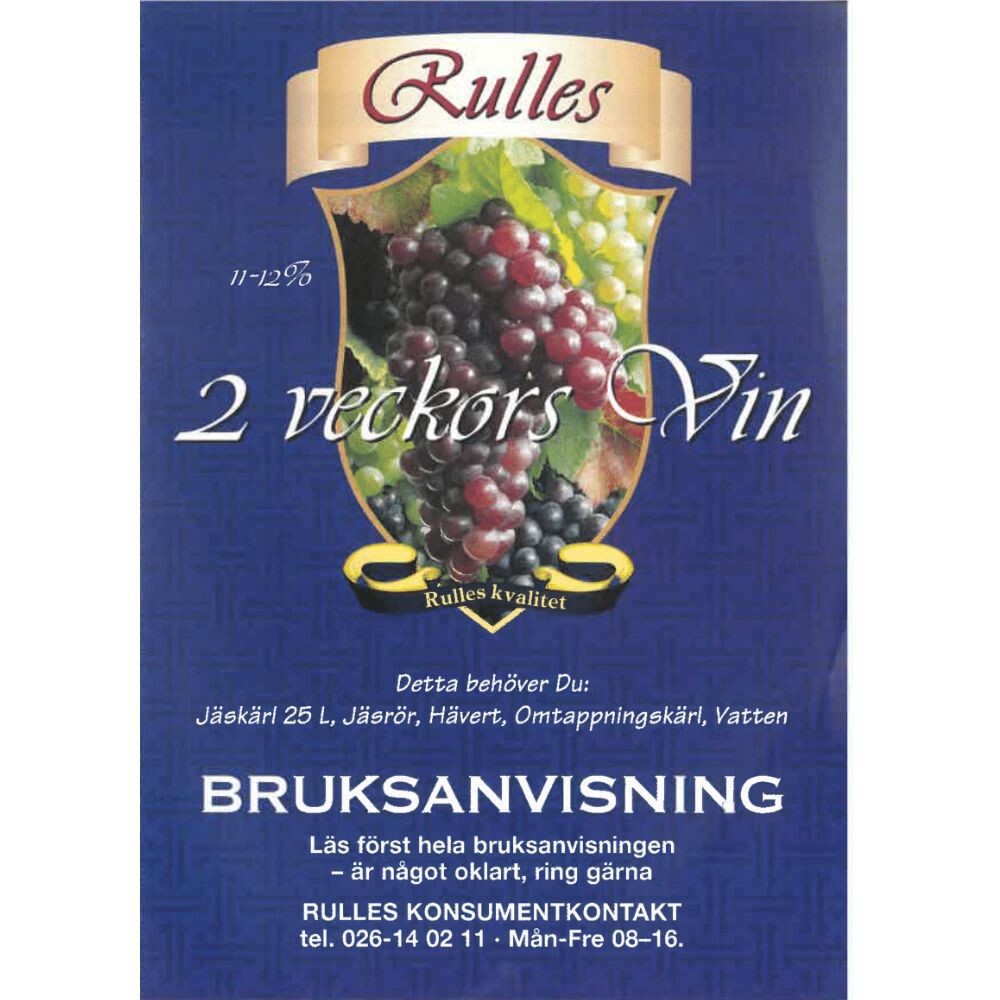 Bruksanvisning på Rulles 2-veckors vin